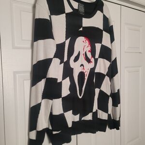 BOXLUNCH Exclusive Ghostface Black & White Checkered (Scream) Sweater NWT